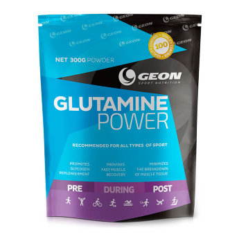 GEON Glutamine Power 300 г Glutamine Power — это высокоэффективный Л-Глютамин. Он необходим каждому спортсмену, так как способствует ускорению синтеза белка, укреплению иммунной системы и синтезу собственного гормона роста.