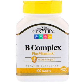 21ST CENTURY B Complex + Vit C (100 таблеток) Комплекс витаминов B с включением витамина С, позволяющего усилить действие.