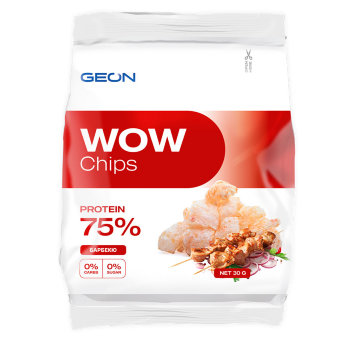 GEON WOW Протеиновые Чипсы 30г OW Chips — это настоящие чипсы, с настоящим «чипсовым вкусом» и таким приятным «чипсовым хрустом», но кардинально отличающиеся по составу.