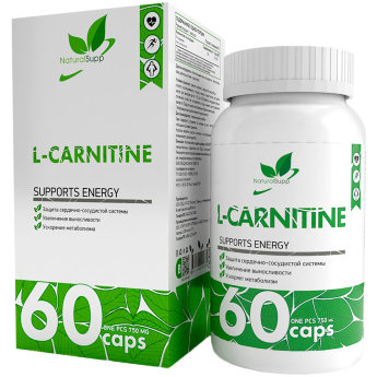 NATURALSUPP L-Carnitine Tartat Л-Карнитин 550мг (60 капсул) Комплексная пищевая добавка, влияющая на энергетический обмен в организме и обладающая антиоксидантным действием.