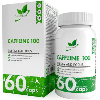NATURALSUPP Caffeine Кофеин 100мг (60 капсул) Мощнейший инструмент для повышения эффективности тренировок.