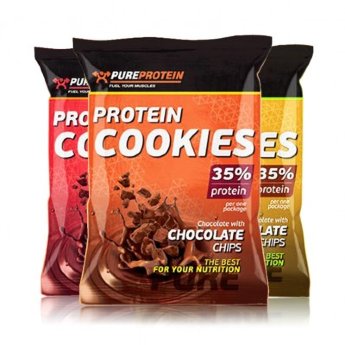 PUREPROTEIN Protein Cookies 35% (12 шт) Если раньше, чтобы получить дополнительную порцию протеина, спортсменам приходилось ограничиваться только протеиновыми коктейлями, то сегодня компания PureProtein предлагает очень вкусный протеин в виде печенья.