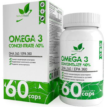 NATURALSUPP Omega 3 60% Омега 3 concentrate DHA 528 1000мг (60 капсул) NATURALSUPP Omega 3 60% (60 капсул)