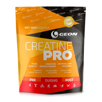 GEON Creatine Pro Powder 300г Creatine PRO — это креатин в одной из наиболее популярных форм, классика спортивного питания. Единственным ингредиентом этого продукта является высокоэффективный креатина моногидрат с высокой степенью очистки.