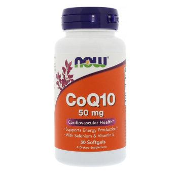 NOW CoQ10 50 mg + Vitamin E (50 софтгелей) ​NOW CoQ10 50 mg + Vitamin E – биологическая добавка к пище, в составе которой содержится коэнзим Q10, селен и витамин Е. Комплекс питательных веществ поддерживает работу сердечно-сосудистой системы, увеличивает физическую силу и выносливость.