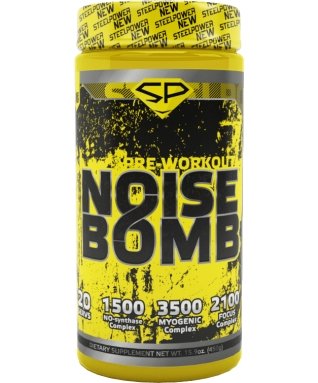 STEEL POWER Noise Bomb 450 г NOISE BOMB – это предтренировочный комплекс, в котором оптимальные пропорции самых нужных ингредиентов дают мощнейший эффект и результат. Вы получаете именно то, что необходимо перед тренировкой: моментальную фокусировку, повышенное внимание, экстремальную энергию, улучшенное кровообращение и огромную силу!