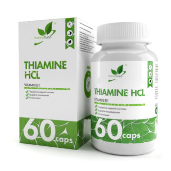 NATURALSUPP Thiamine HCL Тиамин Vitamin B1 (60 капсул) NATURALSUPP Vitamin B1 Тиамин Биологически активная добавка. Важна для многих функций организма человека, включая поддержку нервной системы и выработке энергии. Повышает физическую и умственную работоспособность.