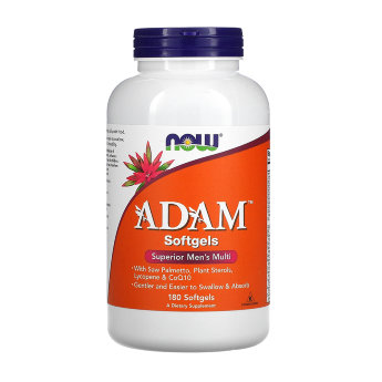 NOW Adam Men`s Multiple Vitamin (180 софтгелей) Витаминный комплекс для мужчин. Существенно усиливает иммунитет. Нормализует работу мозга, сердца, сосудов, печени, мужской половой системы.