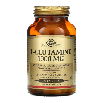SOLGAR L-Glutamine 1000 mg  (60 таблеток) Аминокислота Л-глютамин поддерживает рост мышц с подавлением разрушительного действия катаболизма. Ускоряет восстановление мышц после интенсивной тренировки. 