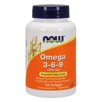 NOW Omega 3-6-9 100 кап Комплекс Omega 3-6-9 1000mg от NOW представляет собой смесь пяти масел как источников омега-3-6-9 жирных кислот в идеальной для организма каждого из нас пропорции.