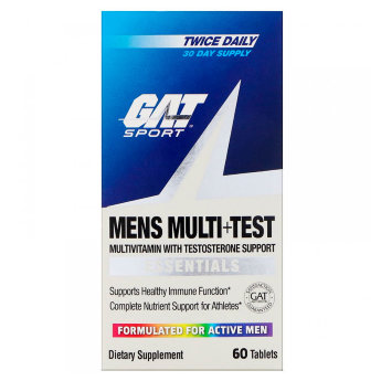 GAT Mens Multi Plus Test (90 таблеток) GAT Mens Multi Test – витаминно-минеральный комплекс, призванный служить атлетам во время самого интенсивного периода тренинга. 