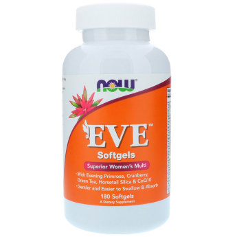 NOW Eve (90 софтгелей) NOW EVE – ЕВА - быстродействующая и эффективная формула мультивитаминов для современных женщин, восполняющая необходимую дневную норму витаминов и минералов.  