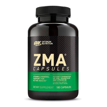 OPTIMUM NUTRITION ZMA (180 капсул) Комплекс ZMA от производителя Optimum Nutrition – продукт с магнием и цинком, усиленный витамином В6 для максимального усвоения активных веществ. Действие добавки направлено на стимулирование выработки тестостерона, присутствие которого в организме необходимо для развития мышечной массы и восстановления в условиях физических нагрузок. 