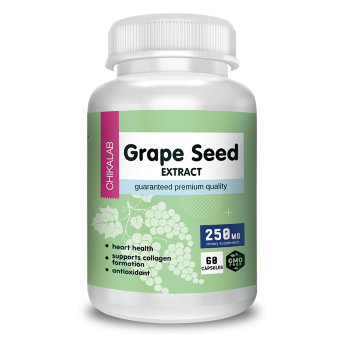 CHIKALAB Grape Seed 250mg (60 капсул) Пищевая добавка с экстрактом виноградных косточек, экстрактом эмблики и софоры.