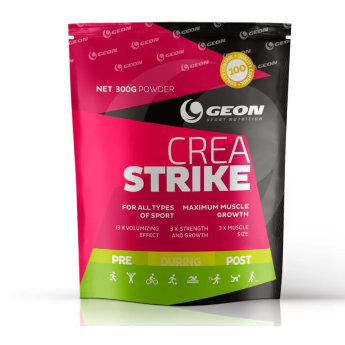 GEON Crea-Strike Powder 300г Продукт для быстрого и значительного увеличения силовых показателей спортсмена. Crea Strike универсален и подходит для многих видов спорта. 