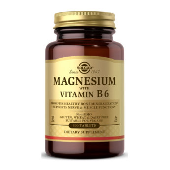 SOLGAR Magnesium with Vitamin B6 133/8 mg (100 таблеток) Добавка от компании Solgar поддерживает здоровье центральной нервной системы. Восполняет запасы энергии в организме. Борется с хронической усталостью и сонливостью. Положительно влияет на состояние кожи. 