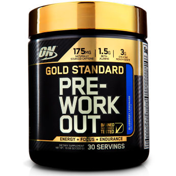 OPTIMUM NUTRITION Gold Standard Pre-Workout 30 порц Популярный предтренировочный комплекс от американского бренда Optimum Nutrition. Главным стимулятором данного препарата является кофеин.