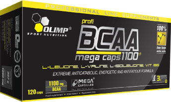 Olimp BCAA Mega Caps (120 капсул) BCAA MEGA CAPS - крупнейшая доза Аминокислот! BCAA 1100 мг в 1 капсуле! Каждая капсула Олимп BCAA MEGA CAPS содержит аминокислот в два раза больше, чем аминокислоты BCAA конкурирующих продуктов! Проверьте сами!