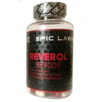 EPIC LABS Reverol 60 caps Reverol SR9009 способен имитировать действие физической нагрузки. При соблюдении сбалансированного рациона питания борется с лишним весом. Способствует преобразованию жиров и углеводов в энергию. Сохраняет мышечную массу в период сушки. Улучшает рельеф мышц и плотность тканей.