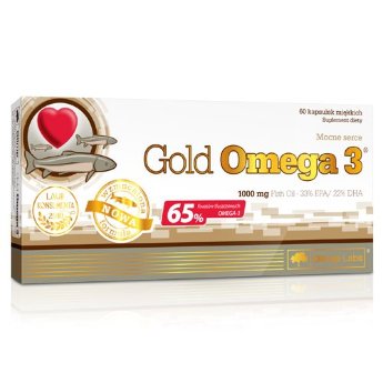 OLIMP Gold Omega 3 60 кап Gold Omega-3 Olimp - это уникальная пищевая добавка, содержащая ненасыщенные жирные кислоты Омега-3 в высокой концентрации (65%), полученные из жира океанической рыбы высшего сорта. Основным качеством кислот Омега-3 является возможность понижать уровень вредного холестерина ЛПНП и повышать уровень полезного холестерина, что обуславливает их сильный анти атеросклеротический эффект.