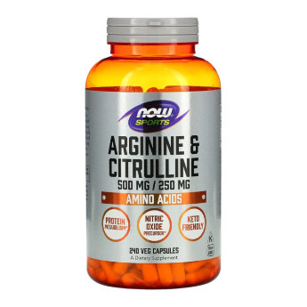 NOW Arginine 500 mg/Citrulline 250 mg (240 вегкапсул) NOW Arginine 500 mg/Citrulline 250 mg (240 вегкапсул)