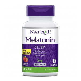 NATROL Melatonin Fast Dissolve 5 mg (30 таблеток) Клубника Препарат для сна Natrol Melatonin Fast Dissolve с нежным клубничным вкусом можно принимать в любое время и в любом месте. Нормализация биологических ритмов.