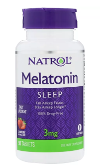 NATROL Melatonin Fast Dissolve Клубника 3 mg (150 таблеток)