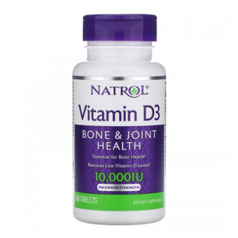 NATROL D-3 10000 ME (60 таблеток) Прием Natrol Vitamin D3 важен при интенсивных тренировках для предупреждения остеопороза и других заболеваний опорно-двигательного аппарата.
