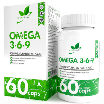 NATURALSUPP Omega 3-6-9 (60 капсул) Omega 3-6-9 (Омега 3-6-9) - универсальный комплекс, биологически активная добавка, дополнительный источник полиненасыщенных и мононенасыщенных жирных кислот.
