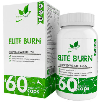NATURALSUPP Elite Burn Элит Берн (60 капсул) Элит Берн - безопасный жиросжигатель для женщин, созданный на основе натуральных компонентов, включая L-карнитин, сбалансированный состав растительных ингредиентов и минерально-витаминного комплекса помогает спортсменам в достижении эффективных результатов во время диеты. 