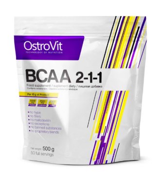 OstroVit Extra Pure BCAA 2:1:1 (500г) Аминокислоты с разветвлёнными боковыми цепочками (BCAA) от компании OstroVit