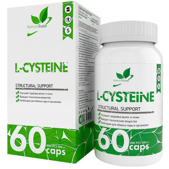 NATURALSUPP L-Cystein Л-Цистеин 500мг (60 капсул) Улучшает здоровье волос и кожи, выводит токсические вещества, необходим для обмена серы в организме.