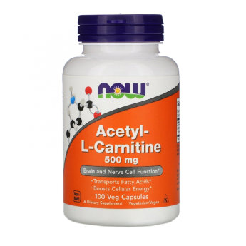 NOW Acetyl-L-Carnitine 500мг (100 вегкапсул) NOW Acetyl-L-Carnitine - эффективная биодобавка для нормализации веса, повышения выносливости организма и мышечной силы. 