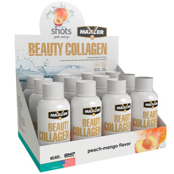 MAXLER USA Beauty Collagen Shots 12x60 мл (12 шотов) Beauty Collagen содержит уникальную формулу с такими активными ингредиентами как Гидролизованный Коллаген, Биотин, Гиалуроновая Кислота, Коензим Q10 и Алоэ Вера.
