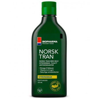 BIOPHARMA Norsk Tran Omega-3 375 ml Norsk Tran - это оригинальный норвежский жидкий рыбий жир из печени трески без искусственных красителей и консервантов, без ГМО и генетически модифицированных производных.