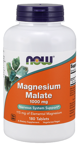 NOW Magnesium Malate Caps 95 мг (180 вегкапсул) NOW Magnesium Malate 1000 мг (180 вегкапсул)