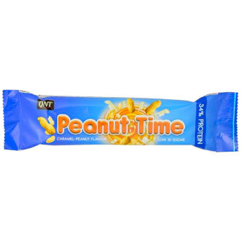QNT Peanut Time Bar 60 г PEANUT TIME содержит всего 2 грамма сахара, а простые углеводы в составе заменены сложными. В общем если вы любите арахис, не можете и дня прожить без сладкого или гонитесь за идеальной фигурой, то Peanut time станет вашим надежным спутником в достижении наивысших результатов.