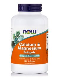 NOW Calcium & Magnesium Softgels + D3 and Zinc (120 софтгелей)