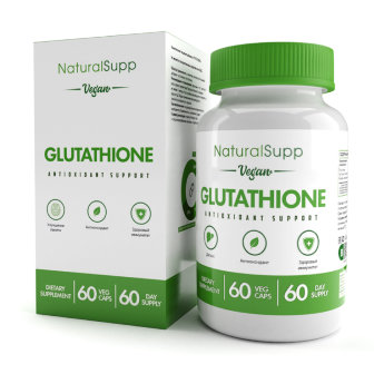 NATURALSUPP Vegan GluBalance Глутатион (60 капсул) Комплексная пищевая добавка "Глутатион веган". Улучшение памяти. Антиоксидант. Здоровый иммунитет.