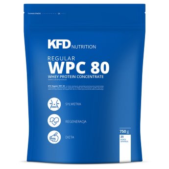 KFD Regular WPC 80 (750г) KFD Regular WPC 80 -100% чистый сывороточный концентрат белка с приятным ароматом и отличной смешиваемостью. Содержание лактозы и жиров было снижено в процессе ультрафильтрации. KFD Regular WPC не содержит аспартам или другие добавки (искусственные красители, отмеченные "Е"), влияние которых на организм не до конца изучено.

Дополнительное преимущество - отсутствие растительных белков, таких как соевый белок, пшеничный (известный также как L-глютамин пептид), рис и других ингредиентов низкого качества. KFD Regular WPC 100% чистый концентрат сывороточного протеина с высоким содержанием BCAA (разветвленной цепью аминокислот). Наш продукт не содержит каких-либо пищеварительных ферментов, которые используются в продуктах многих американских компаний, чтобы покрыть низкое качество продукта. В частности лактозы, т. е. молочного сахара.

Концентрат сывороточного белка обеспечивает источник легко поглощающегося белка, который отлично усваивается организмом, что делает его идеальным дополнением для любого спортсмена. В сочетании с подходящей тренировкой и диетой, WPC улучшает рост мышц и снижает уровень жировых отложений.