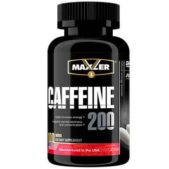 MAXLER USA Caffeine 100 таб Кофеин в составе Caffeine 200 от Maxler можно использовать в ситуациях, когда нужно долго удерживать концентрацию внимания. Причем касается это не только умственного труда, но и физических нагрузок. Данное соединение полезно также тем, что ускоряет термогенез. Организм получает двойную выгоду – избавляется от лишнего жира и пополняет свои энергетические резервы.