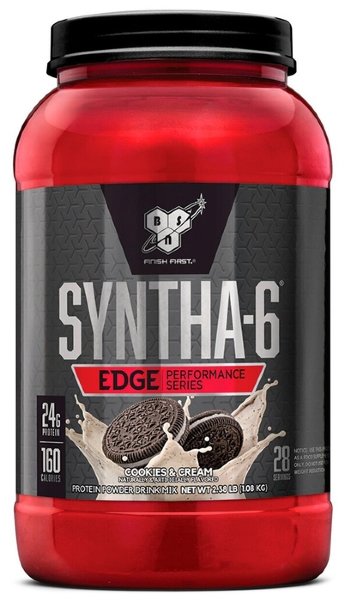 BSN Syntha-6 EDGE 2.25lb (1 кг) (серая этикетка) Syntha-6 Edge сочетает в себе смесь различных видов сывороточного и молочного протеинов, при этом имеет тот же превосходный вкус, что и классическая Syntha-6, но имеет более лучший состав. Вкус Syntha-6 Edge настолько хорош, что вы только и будете думать, когда же вы наконец выпьете коктейль Syntha-6 Edge еще раз!