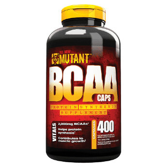 MUTANT BCAA 400 кап Mutant BCAA — аминокислотный комплекс, главным компонентом которого являются аминокислоты с разветвленными цепочками. Они обеспечивают активный прирост мышечной массы на фоне качественных силовых занятий и соблюдения правил спортивного питания.