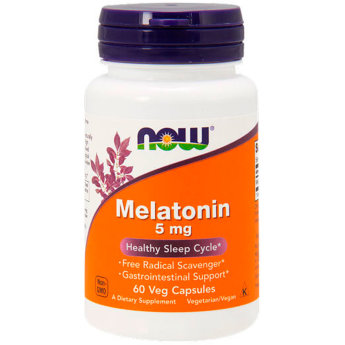 NOW Melatonin 5 мг (60 вегкапсул) Melatonin 5 мг от NOW Foods - используется при нарушениях сна, для облегчения процесса засыпания, восстанавливает нарушенный цикл «сна-бодрствования». Борется с депрессивными состояниями. Защищает организм от стресса, замедляет процесс старения, улучшает иммунную систему, регулирует кровяное давление и работу клеток головного мозга.